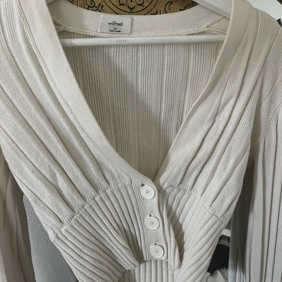 Aritzia Wilfred Plunge Front Cardigan, Light Birch XS - Picture 7 of 8